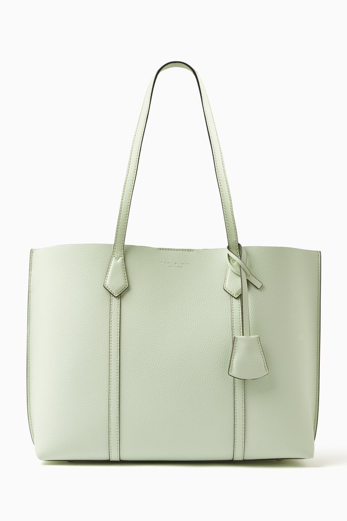 

Medium Perry Tote Bag in Pebbled Leather, Green