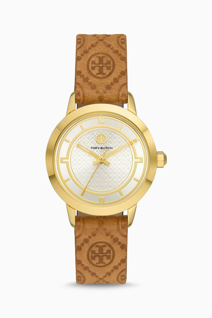 T-Monogram Quartz Stainless Steel & Leather Watch, 32 x 42mm, Gold