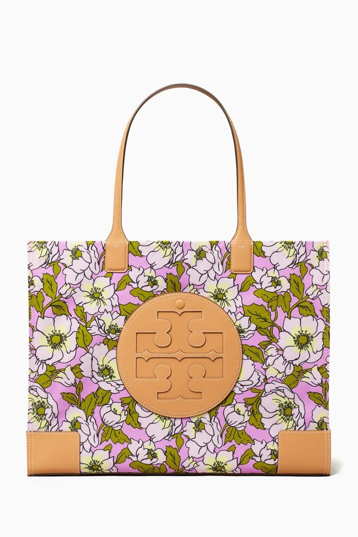 Small Ella Printed Tote Bag in Recycled Nylon, Pink