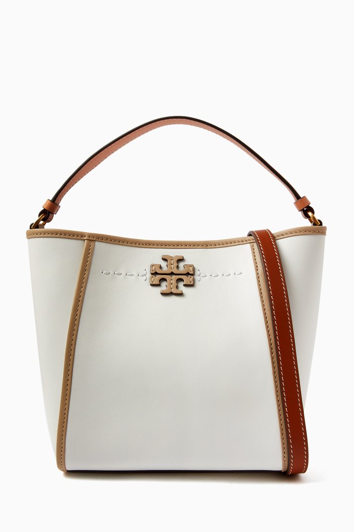 

Small McGraw Binding Bucket Bag in Leather, White