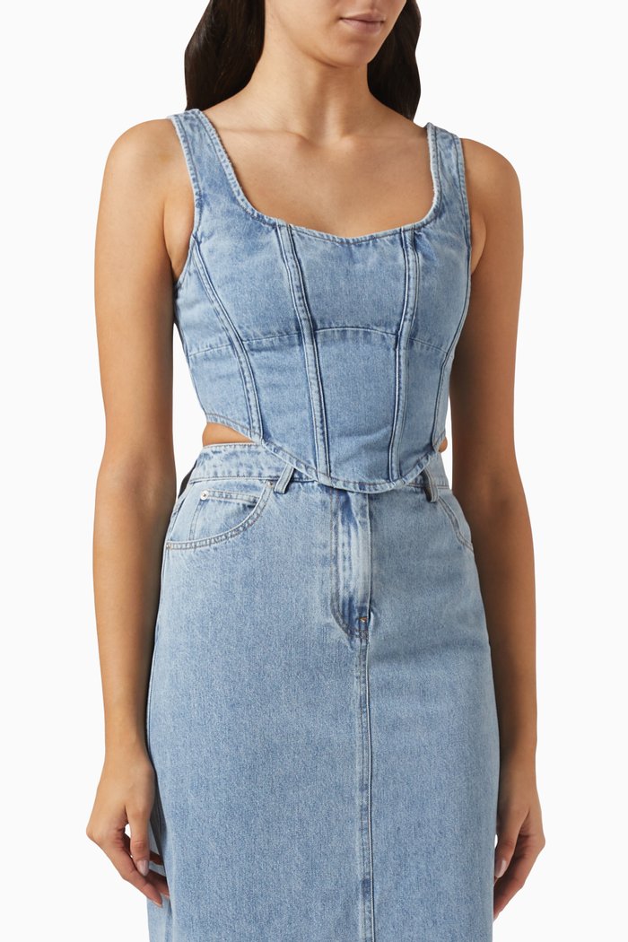 

Vacant Corset in Denim, Blue