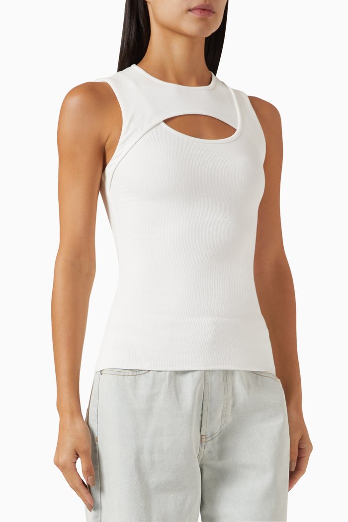 

Cold Shoulder Top in Cotton, White