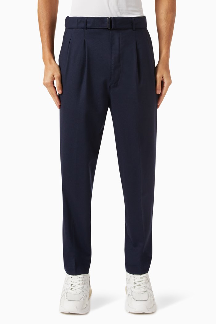 

Belted Pants in Stretch Flannel, Blue