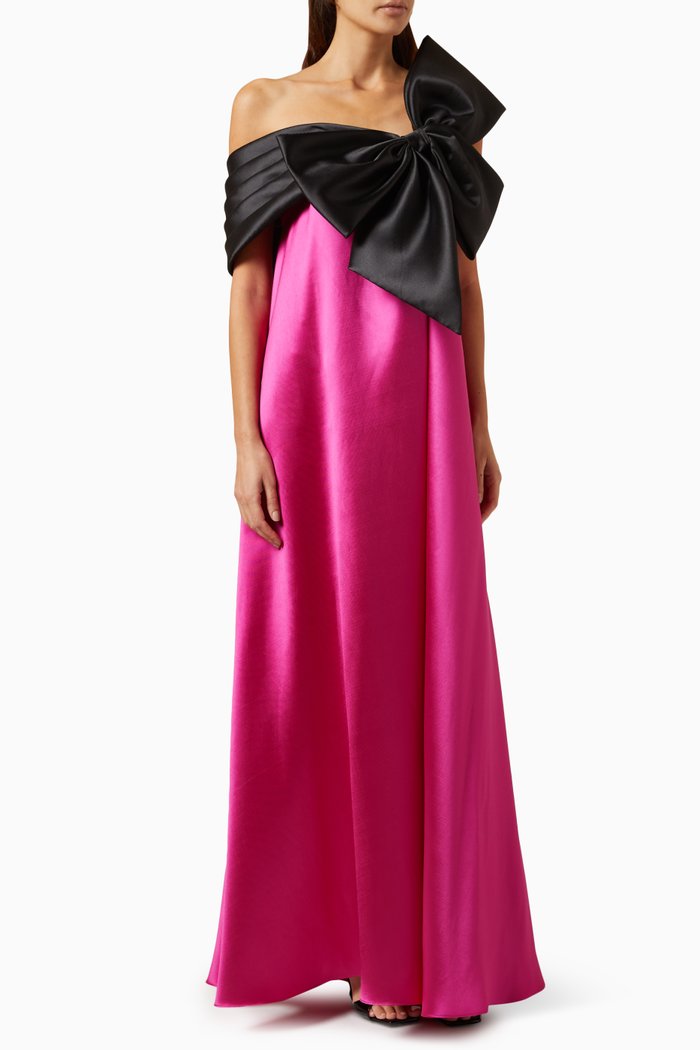 

Emilia Off-shoulder Maxi Dress in Mikado-crepe, Pink