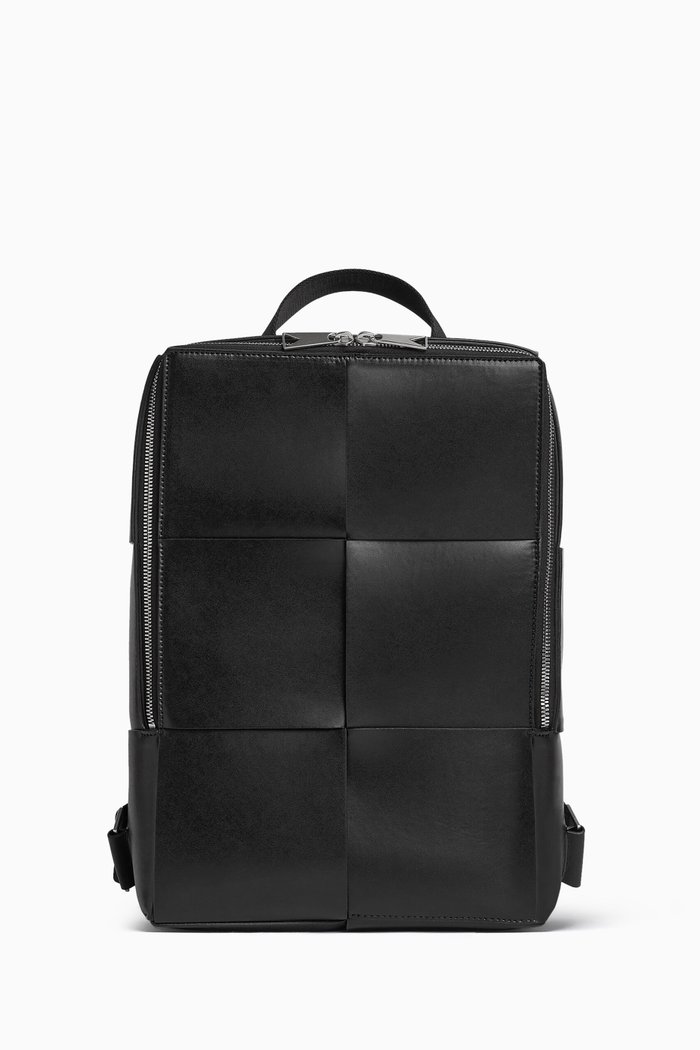 

Small Arco Backpack in Intrecciato Leather, Black
