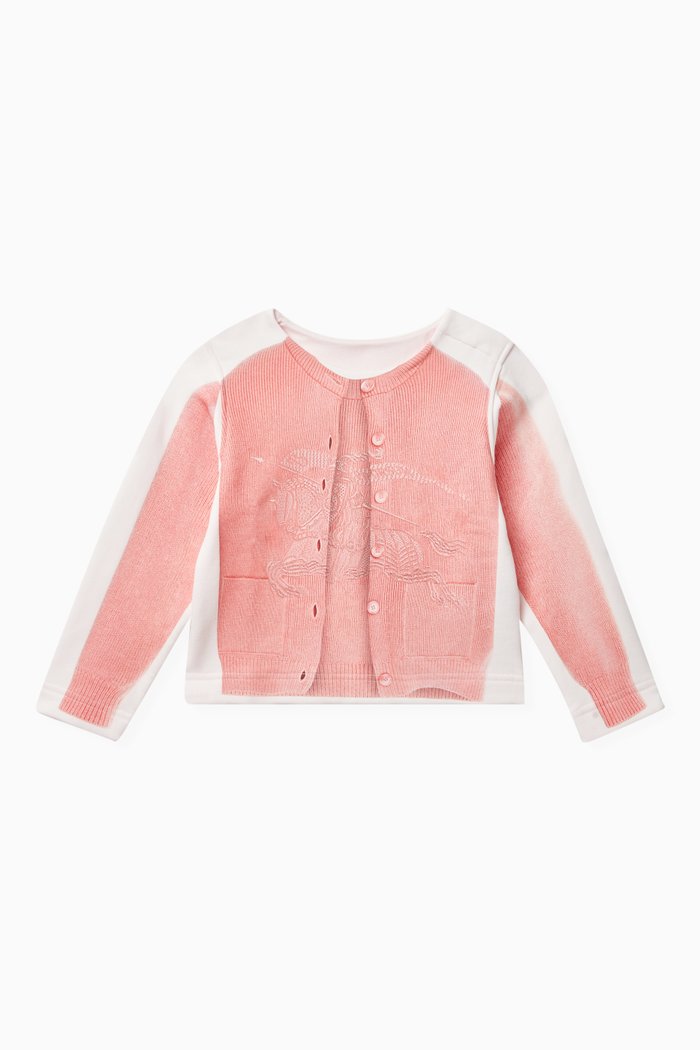 Equestrian Knight-motif Cardigan in Cotton, Pink