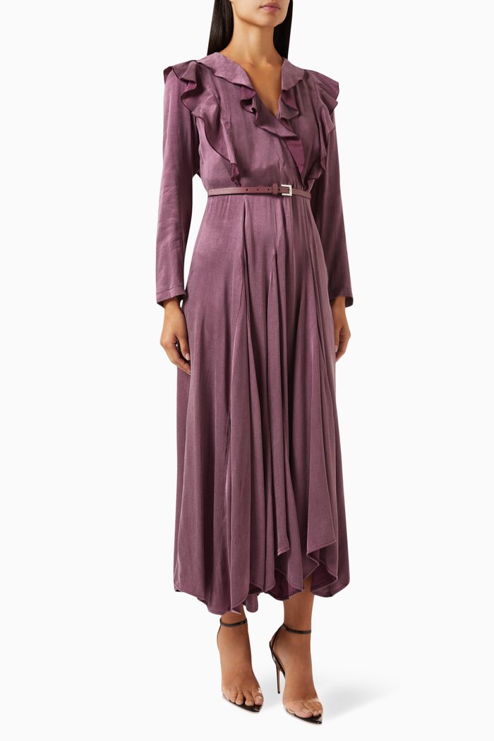 

Ruffle Midi Dress in Tencel, Purple