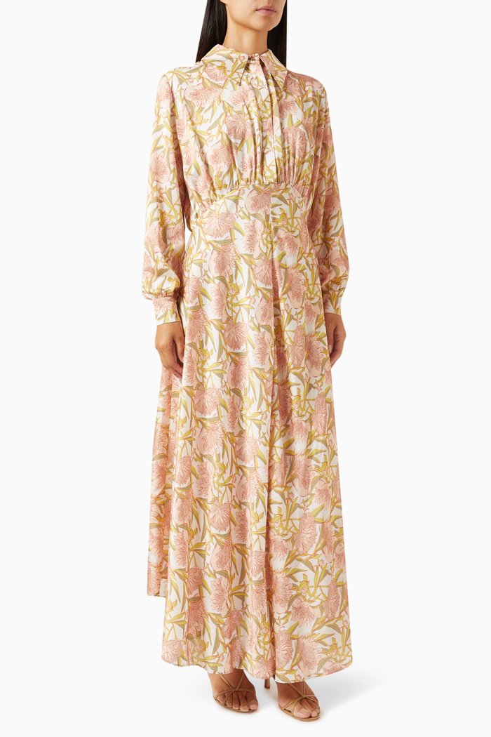 

Floral-print Midi Dress in Satin, Multicolour