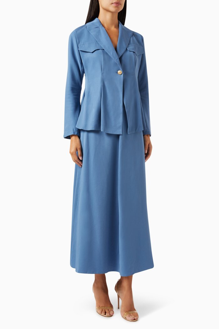 

Blazer Top & Midi Skirt Set, Blue