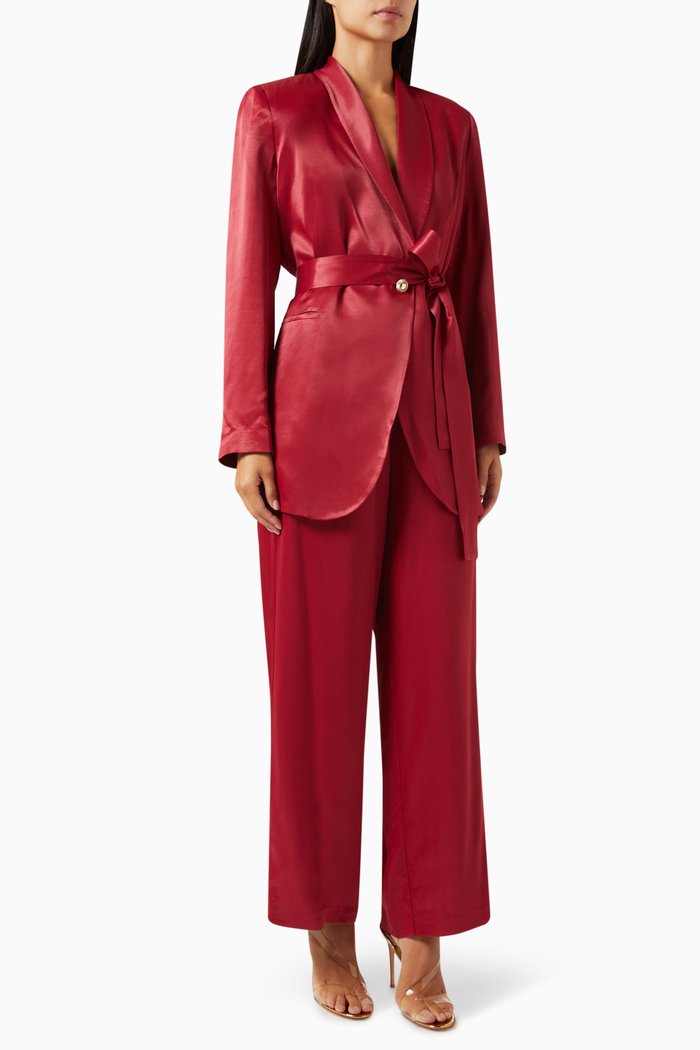 

Blazer & Pant Set in Satin, Red