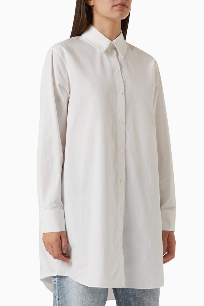 

Oversized Logo Tunic Shirt in Cotton, White
