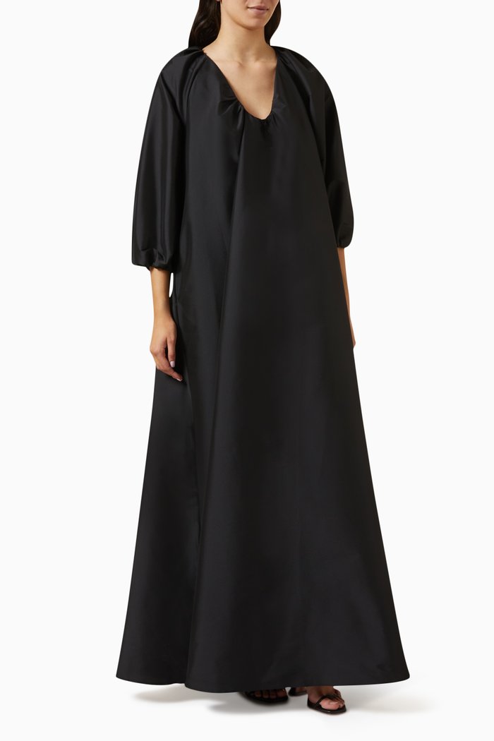 

George Striped Dress in Taffeta, Black