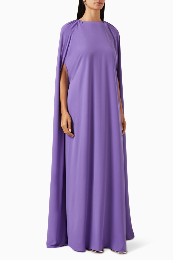 

Marco Cape Maxi Dress in Satin, Purple