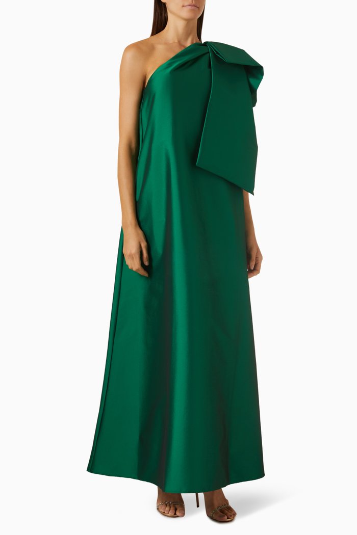 

Winnie Floral-embroidered Maxi Dress in Taffeta, Green