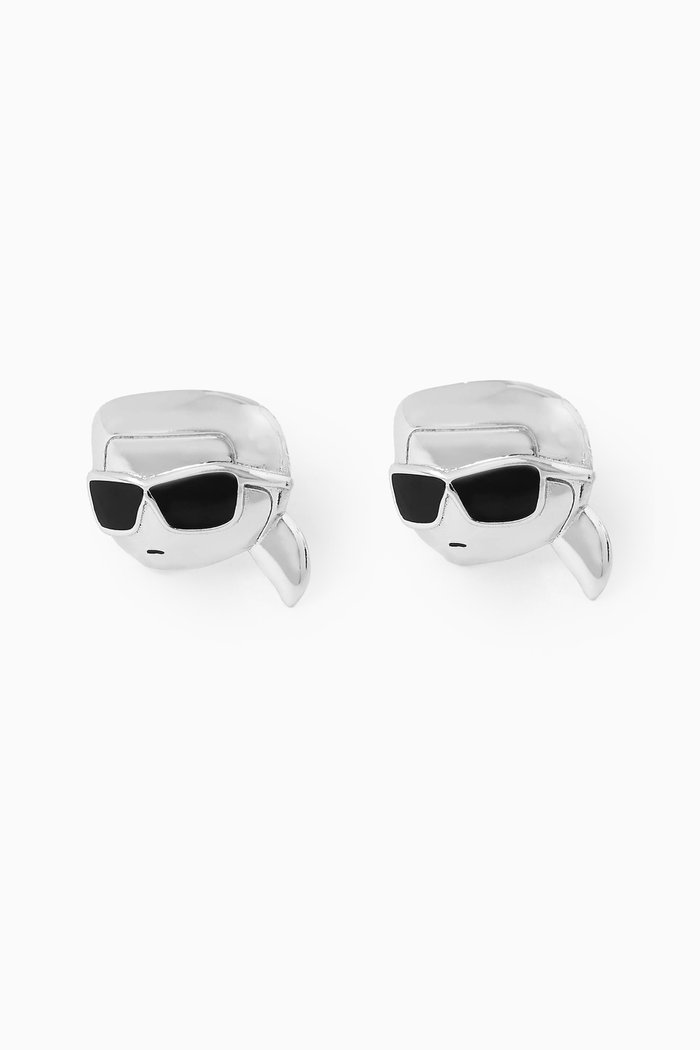 

K/Ikonik Stud Earrings in Brass, Silver