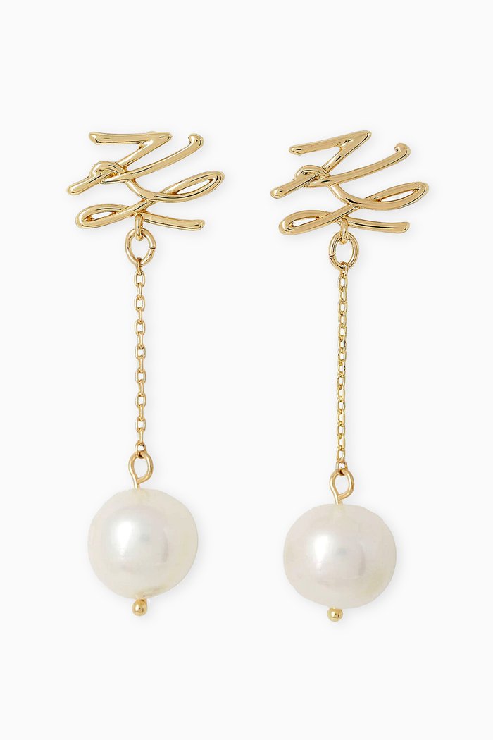 

K/Autograph Pearl Drop Earring in Brass, Gold