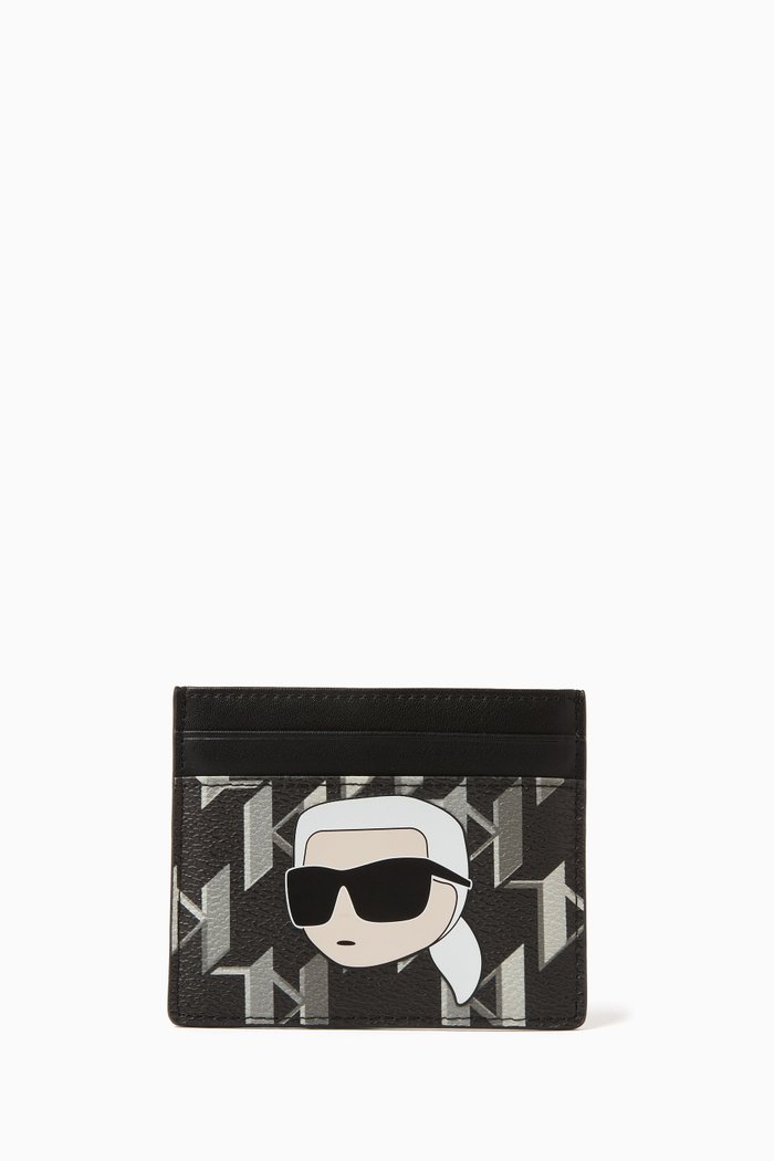 

K/Ikonik Monogram Card Holder in Coated Canvas, Black