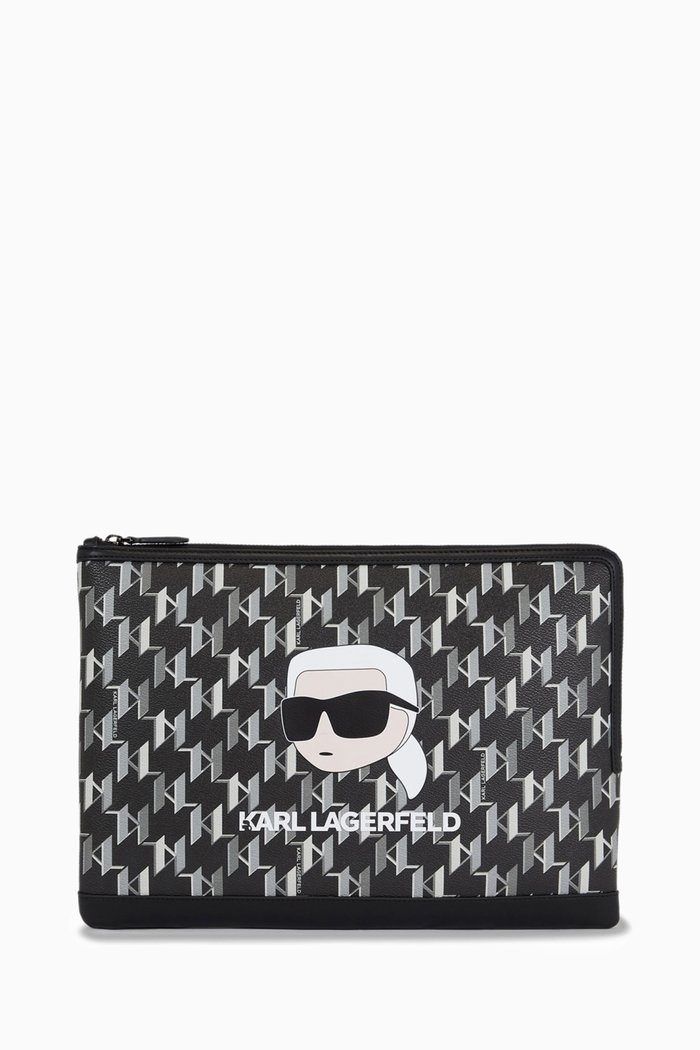 K/Ikonik 20 Monogram Pouch in Coated Canvas, Black