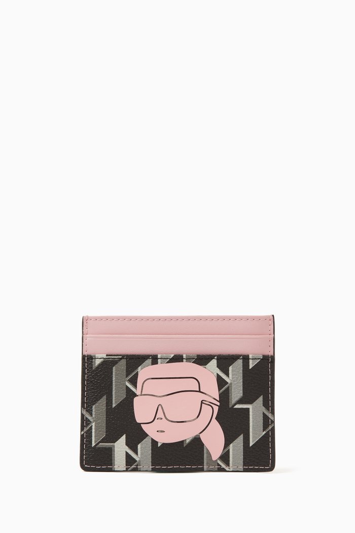 

K/Ikonik Monogram Card Holder in Coated Canvas, Black