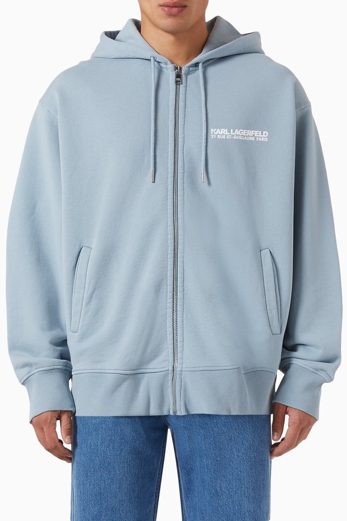 

Rue St-Guillaume Zip Hoodie in Organic Terry, Blue