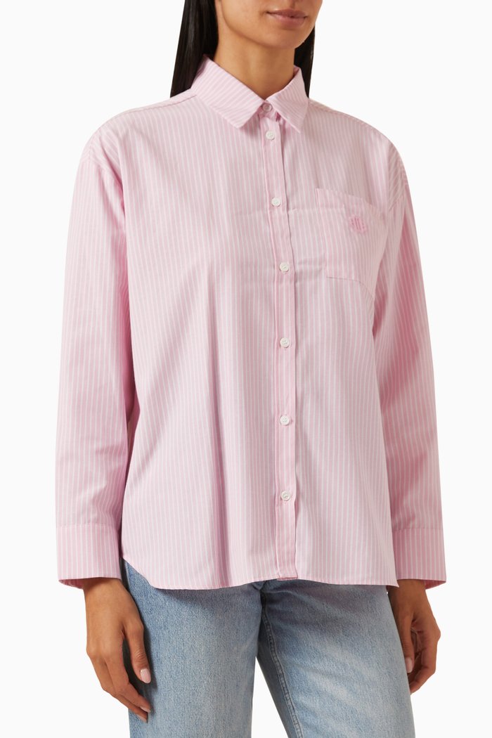 

Clemence Striped Shirt in Cotton-blend, Pink