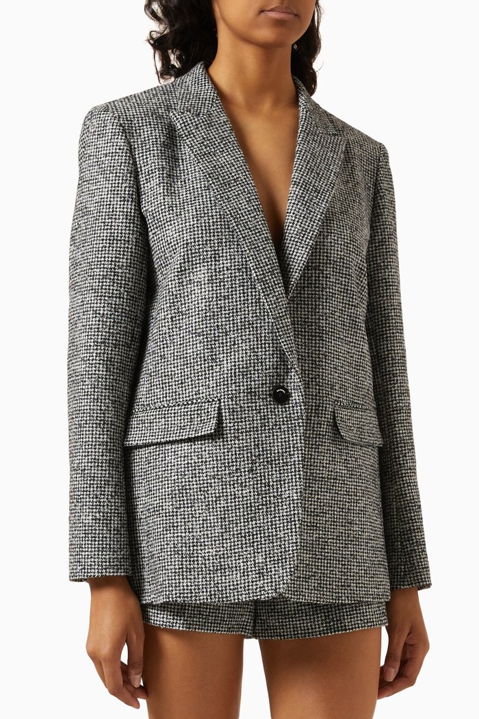 

Houndstooth Suit Jacket in Wool-blend, Grey