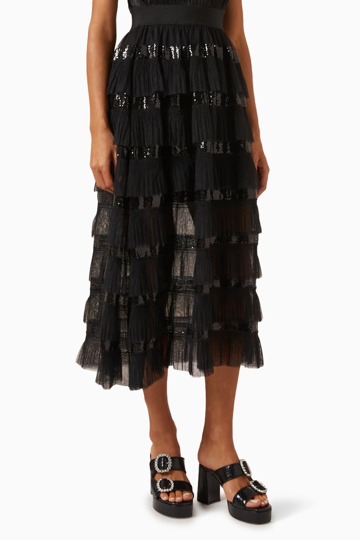 

Josephy Ruffled Maxi Skirt, Black