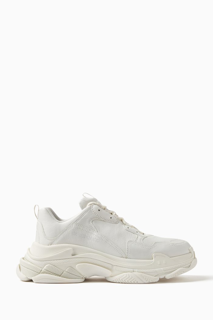 Triple S Low-top Sneakers in Leather, White