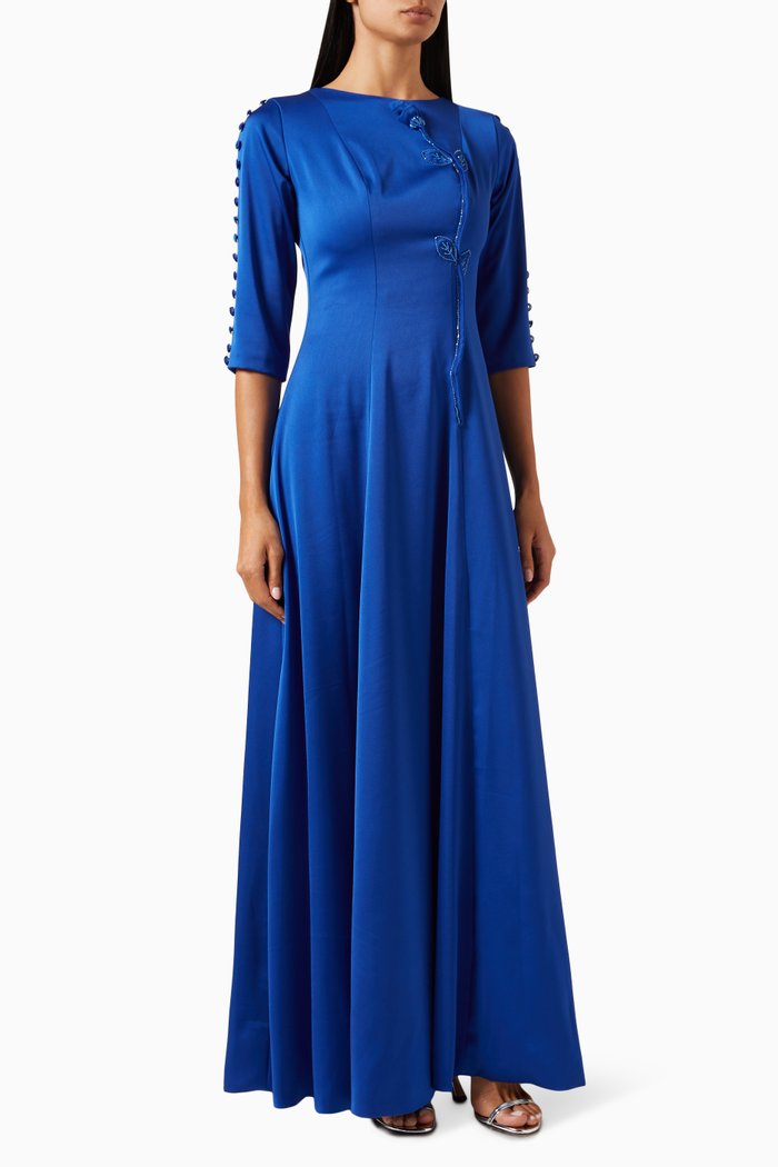 

Bead-embellished Maxi Dress, Blue