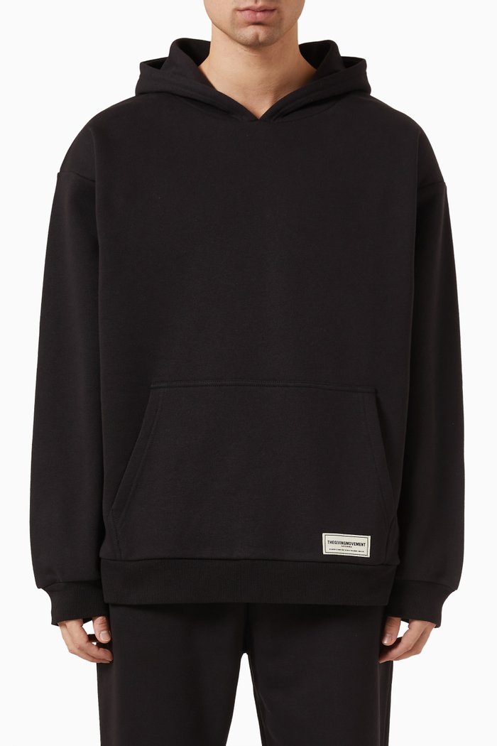 

Oversized Hoodie in Organic Cotton-blend, Black