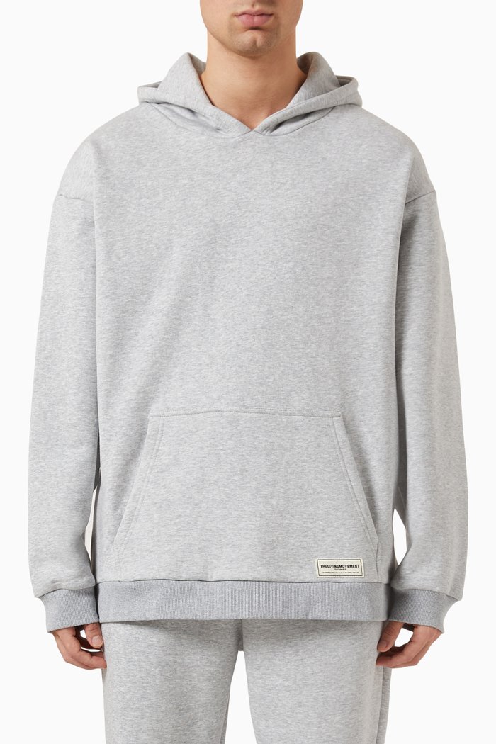 

Oversized Hoodie in Organic Cotton-blend, Grey