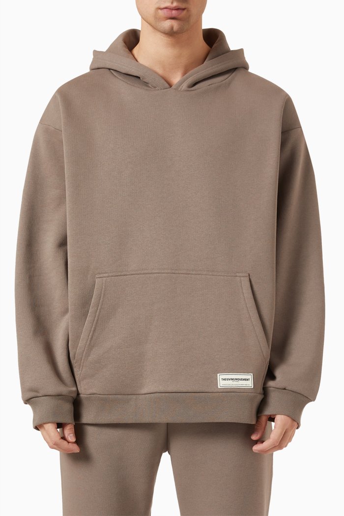 

Oversized Hoodie in Organic Cotton-blend, Brown