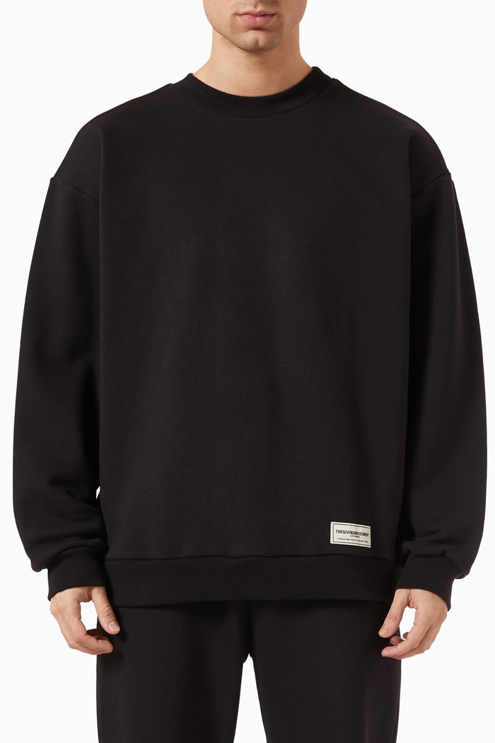 

Oversized Sweatshirt in Organic Cotton-blend, Black