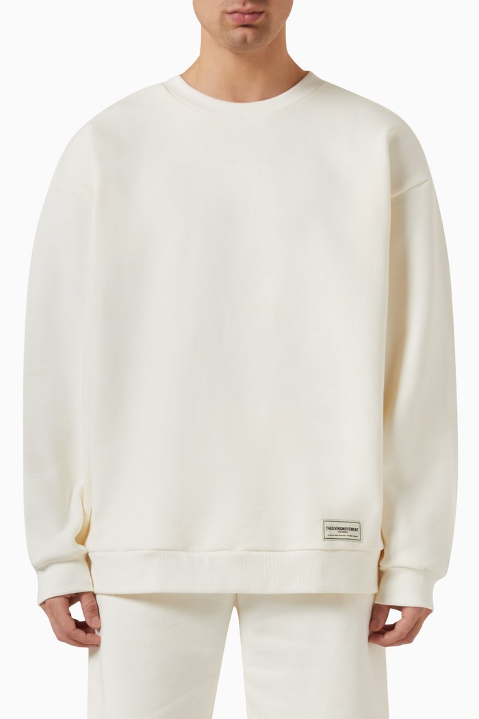 

Oversized Sweatshirt in Organic Cotton-blend, Neutral