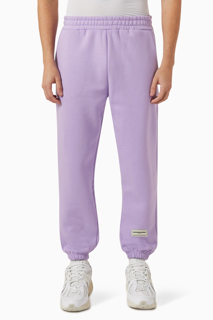 Regular-Fit 27" Joggers in Organic Cotton-blend, Purple