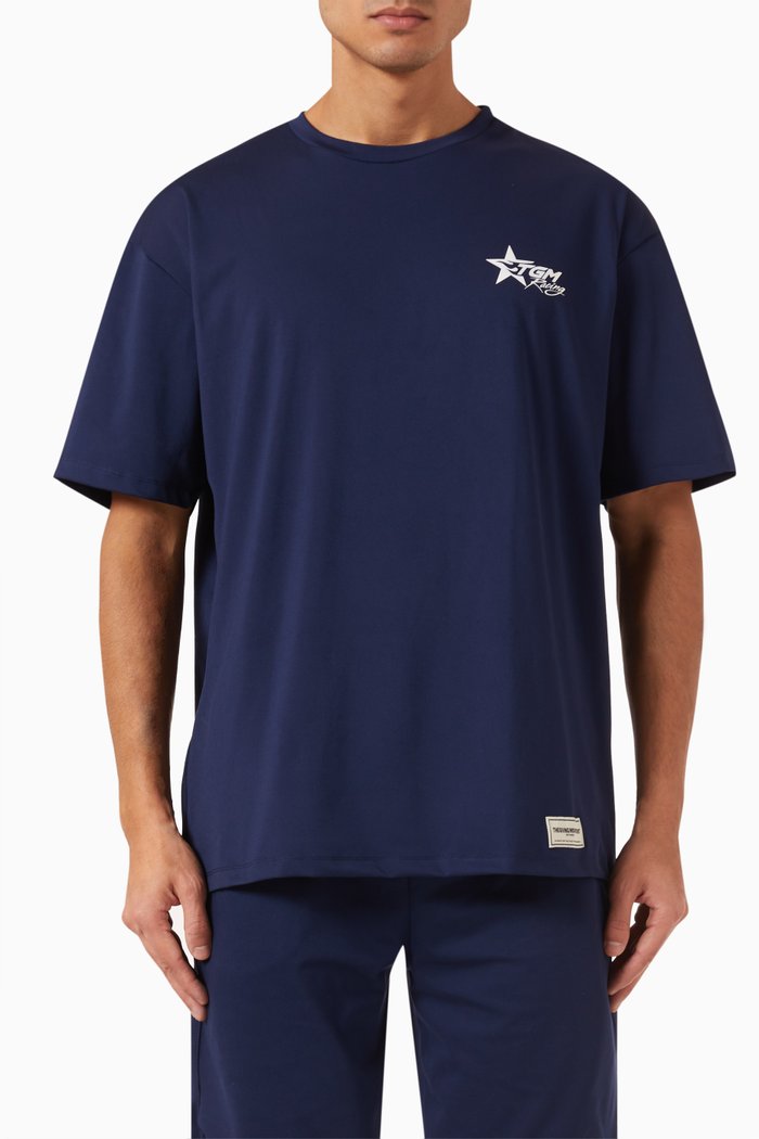 

Oversized Biker T-shirt in Light Softskin100©, Blue
