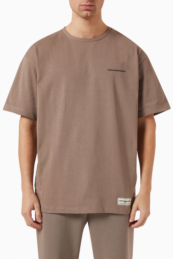 

Oversized Bold-print T-shirt in COTTONSEY100©, Brown