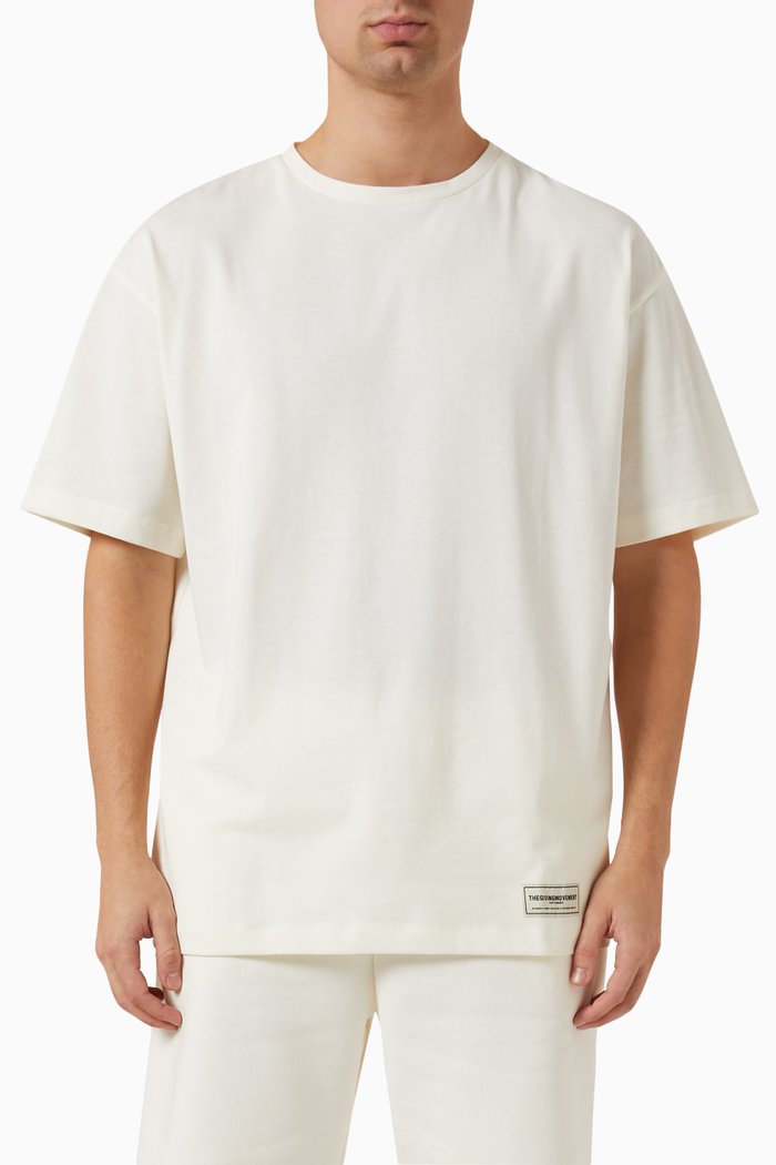 Oversized Kuwait-print T-shirt in COTTONSEY100©, Neutral