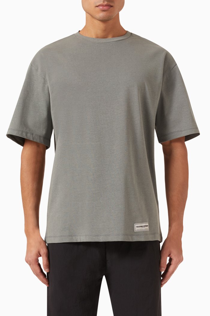 

Oversized Logo-print T-shirt in Organic Cotton Jersey, Grey