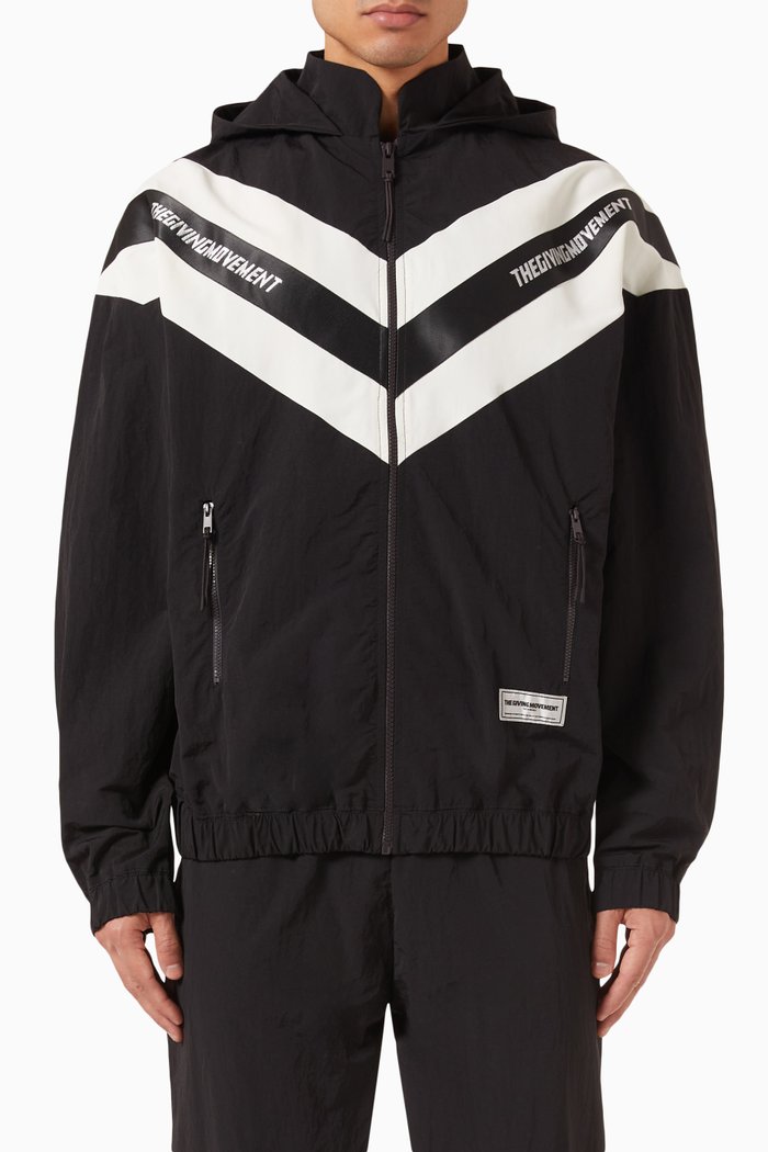 

Logo Tape Jacket in Re-Shell100©, Black