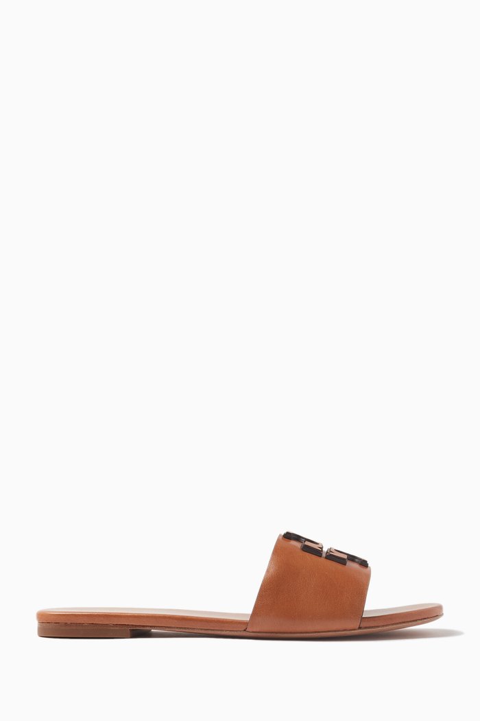 

Ines Flat Slides in Soft Leather, Neutral