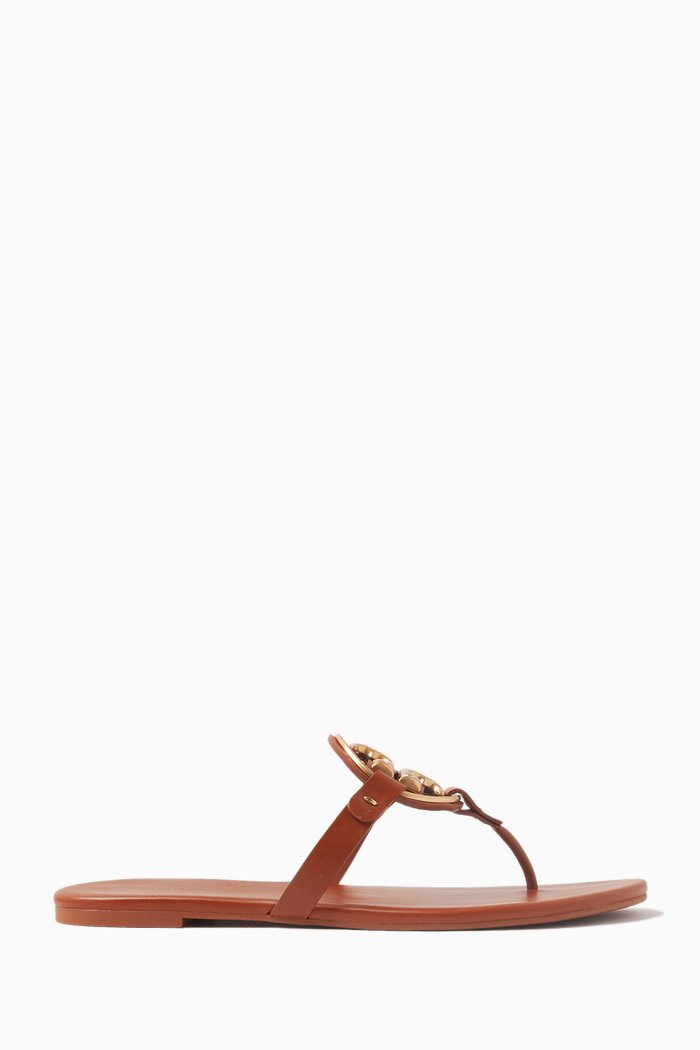 Miller Logo Sandals in Smooth Leather, Brown