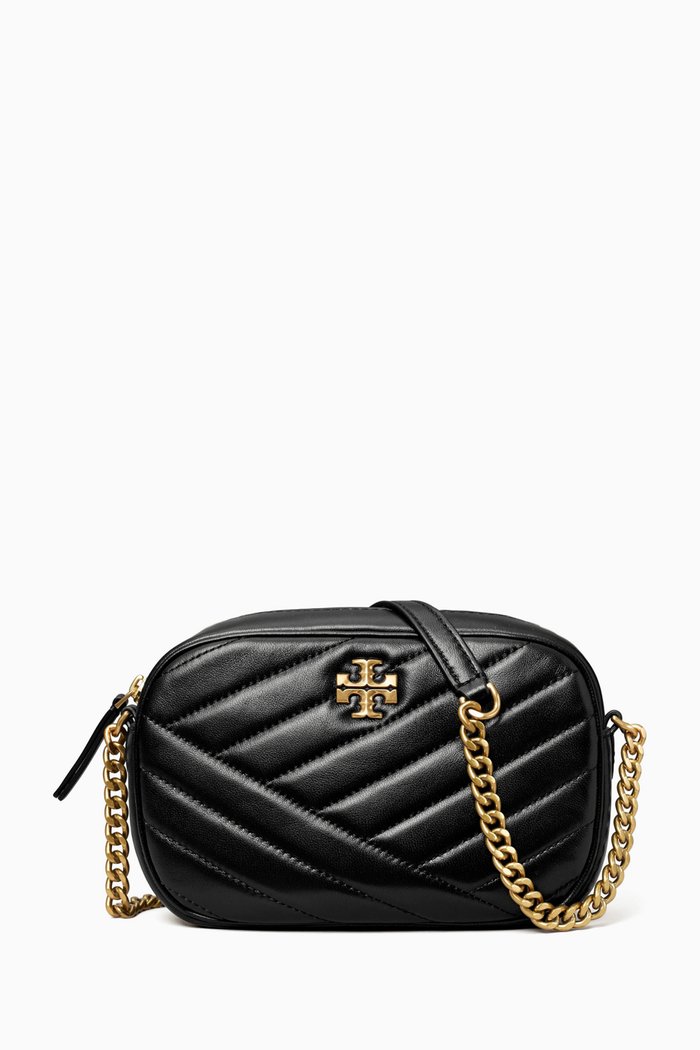 

Kira Chevron Camera Bag in Quilted Leather, Black