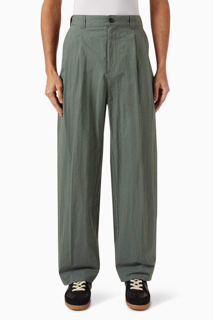

Pleated Pants in Cotton Blend, Green