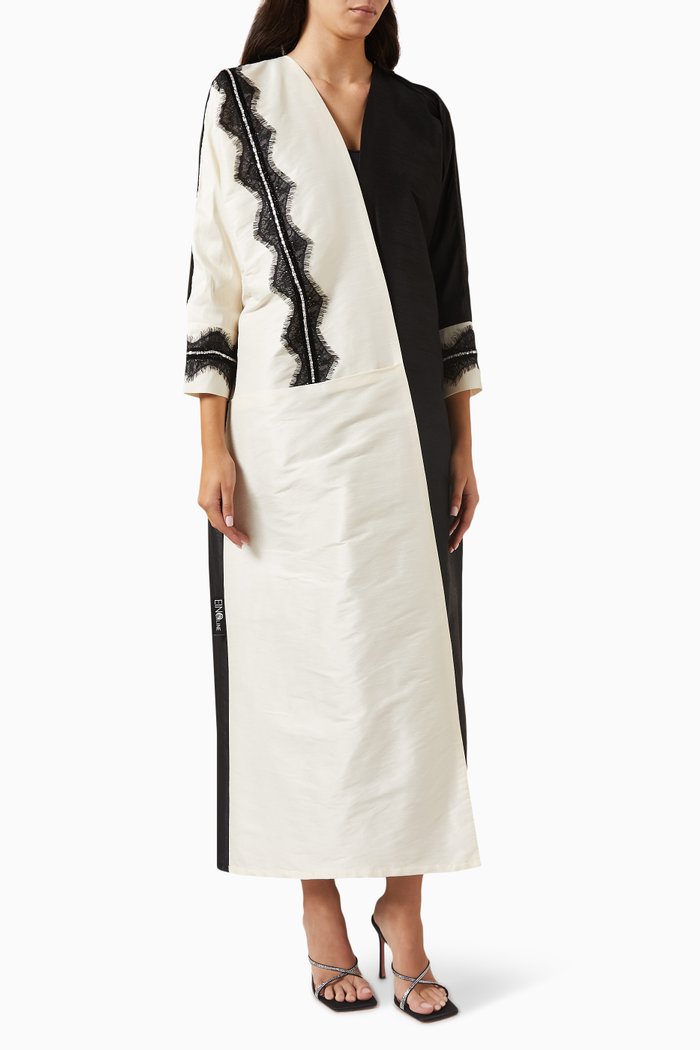 

Crystal-embellished Abaya in Silk, Black