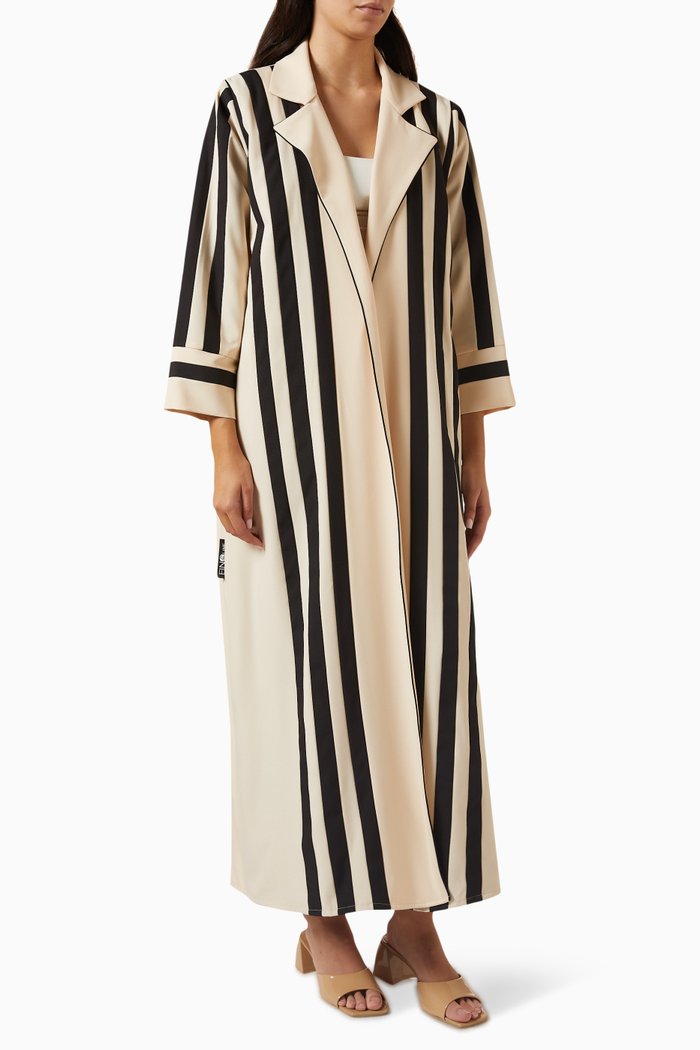 

Contrast-striped Abaya in Crepe, Neutral
