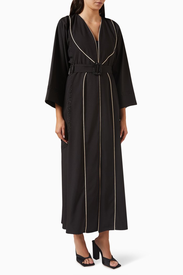 

Belted Abaya in Crepe, Black