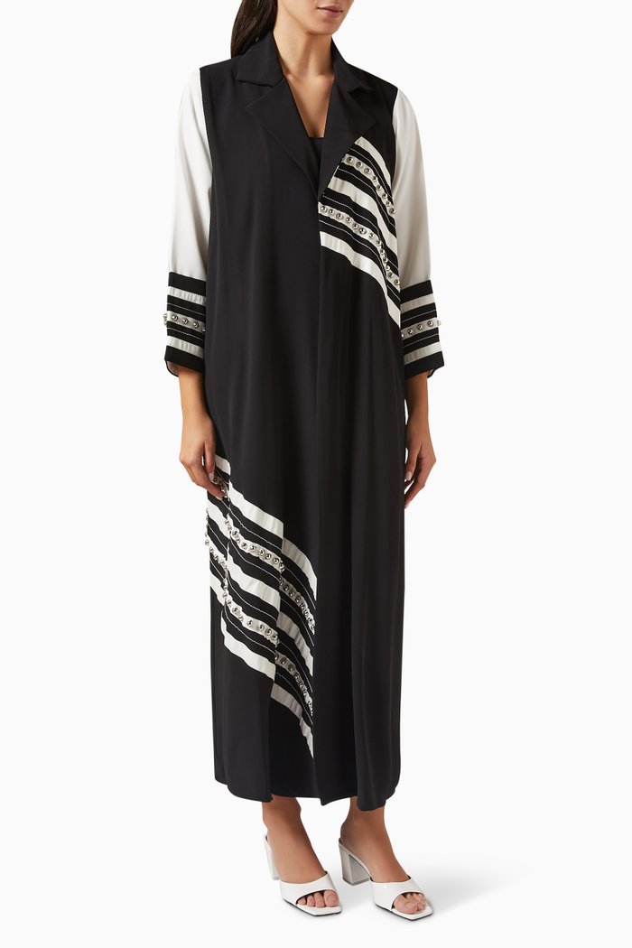 

Embellished Abaya in Silk, Black