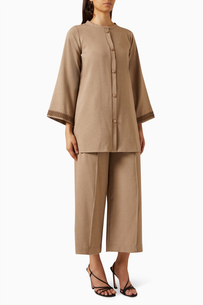 

2-piece Top & Pants Set in Linen, Neutral