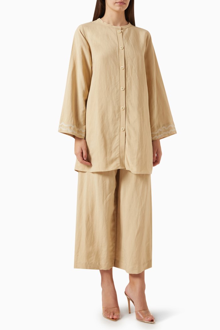 

2-piece Top & Pants Set in Linen, Neutral